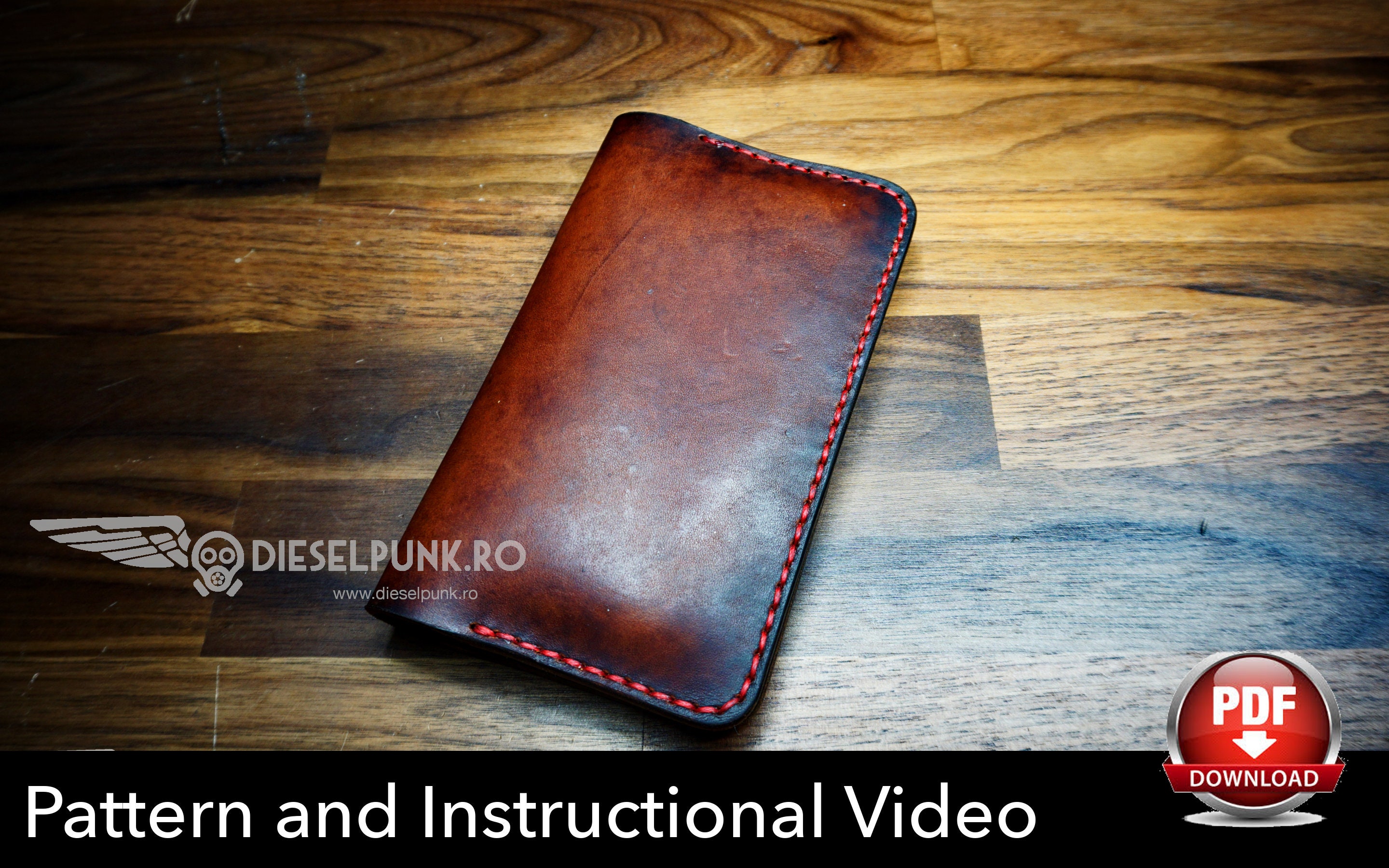 Long Wallet Pattern - Leather DIY - Pdf Download - Wallet Template - Video Tutorial