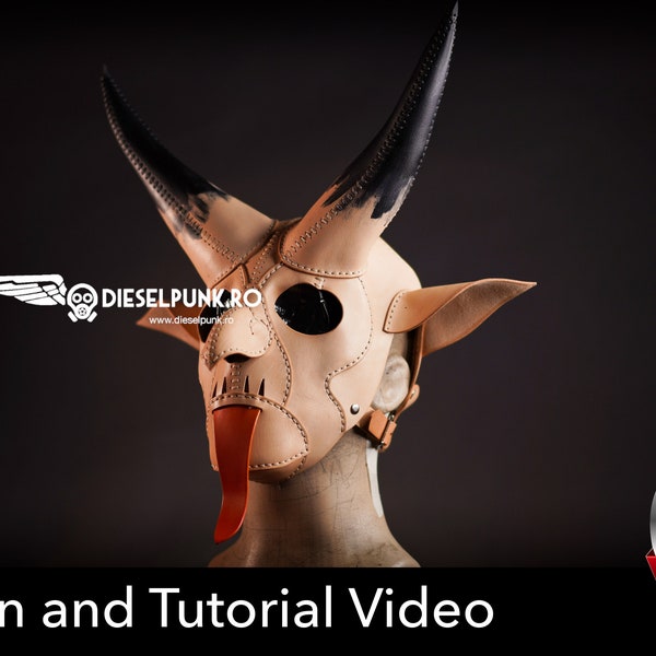 Motif de masque de Krampus - Masque du diable DIY - Téléchargement pdf - Tutoriel vidéo