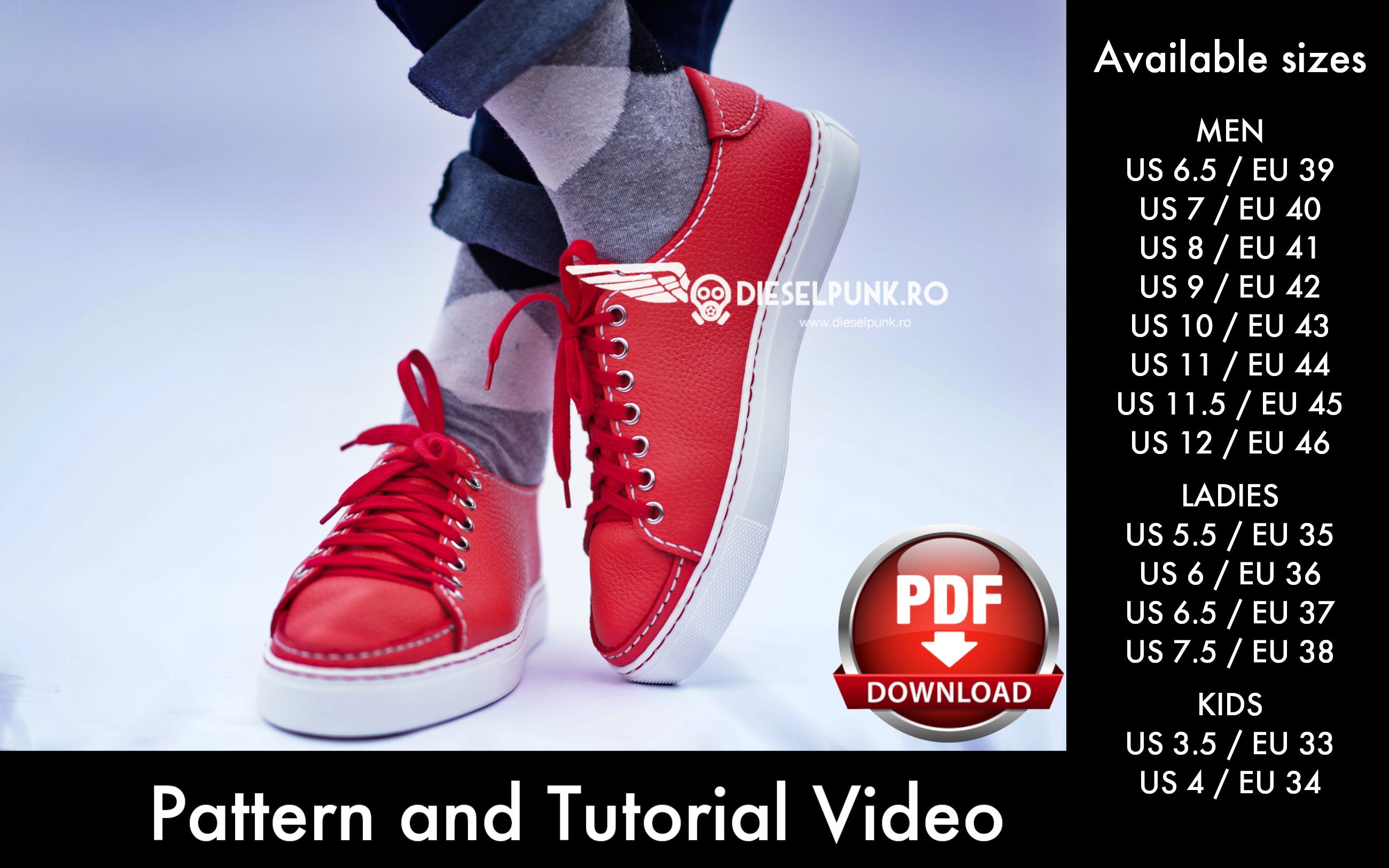 Sneakers Pattern Shoe Templates Leather DIY Pdf Download Sneakers Pattern Shoe Templates Leather DIY Pdf Download
