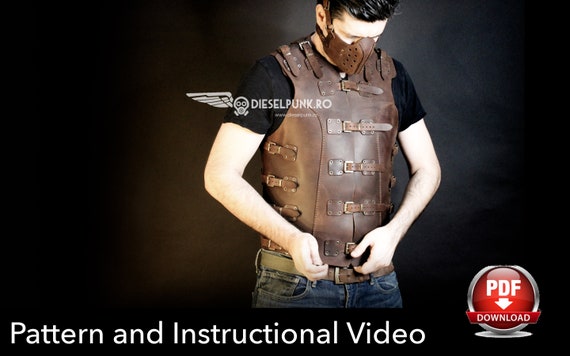 Men Vest Pattern - Cosplay DIY - Pdf Download  - Video Tutorial - Biker Vest Template