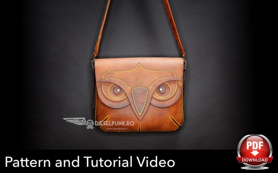 Owl Bag Pattern - Leather Bag Pattern - Leather DIY - Pdf Download - Leather Bag Template - Unisex Bag Pattern - Bag Template