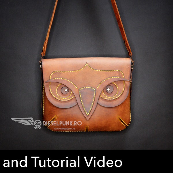 Owl Bag Pattern - Leather Bag Pattern - Leather DIY - Pdf Download - Leather Bag Template - Unisex Bag Pattern - Bag Template