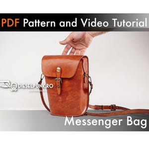 Modello per borsa a tracolla in pelle - Download PDF - Fai da te in pelle - Modello per zaino - Video tutorial