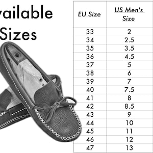 May include: A size chart showing European shoe sizes, UK men's shoe sizes, and UK women's shoe sizes. The chart shows the corresponding sizes for each measurement system.
