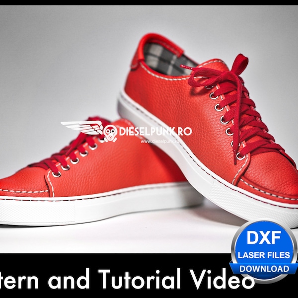 Patron de baskets - Modèles de chaussures - Cuir DIY - Téléchargement pdf - DIY baskets en cuir - Tutoriel vidéo