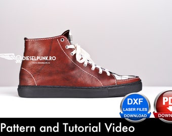 Große Sneakers Muster - Schuh Vorlagen - Leder DIY - Pdf Download - Leder Sneakers DIY - Video Anleitung