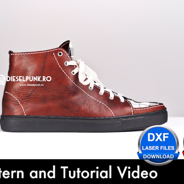 Tall Sneakers Pattern - Shoe Templates - Leather DIY - Pdf Download - Leather Sneakers DIY - Video Tutorial