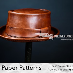 Pork Pie Hat Pattern - PAPER Pattern -  Leather Hat Template