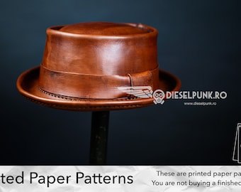 Pork Pie Hat Pattern - PAPER Pattern -  Leather Hat Template