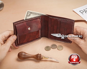 DIY Leather Wallet Pattern - Bifold with Coin Pocket and Video Guide