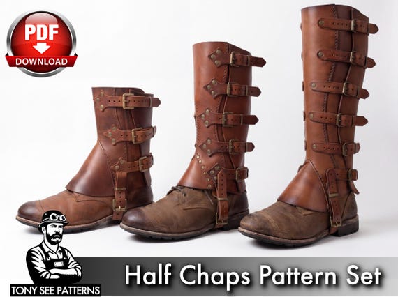 Half Chap Pattern Set: Gaiters Design - PDF Download for Leatherwork