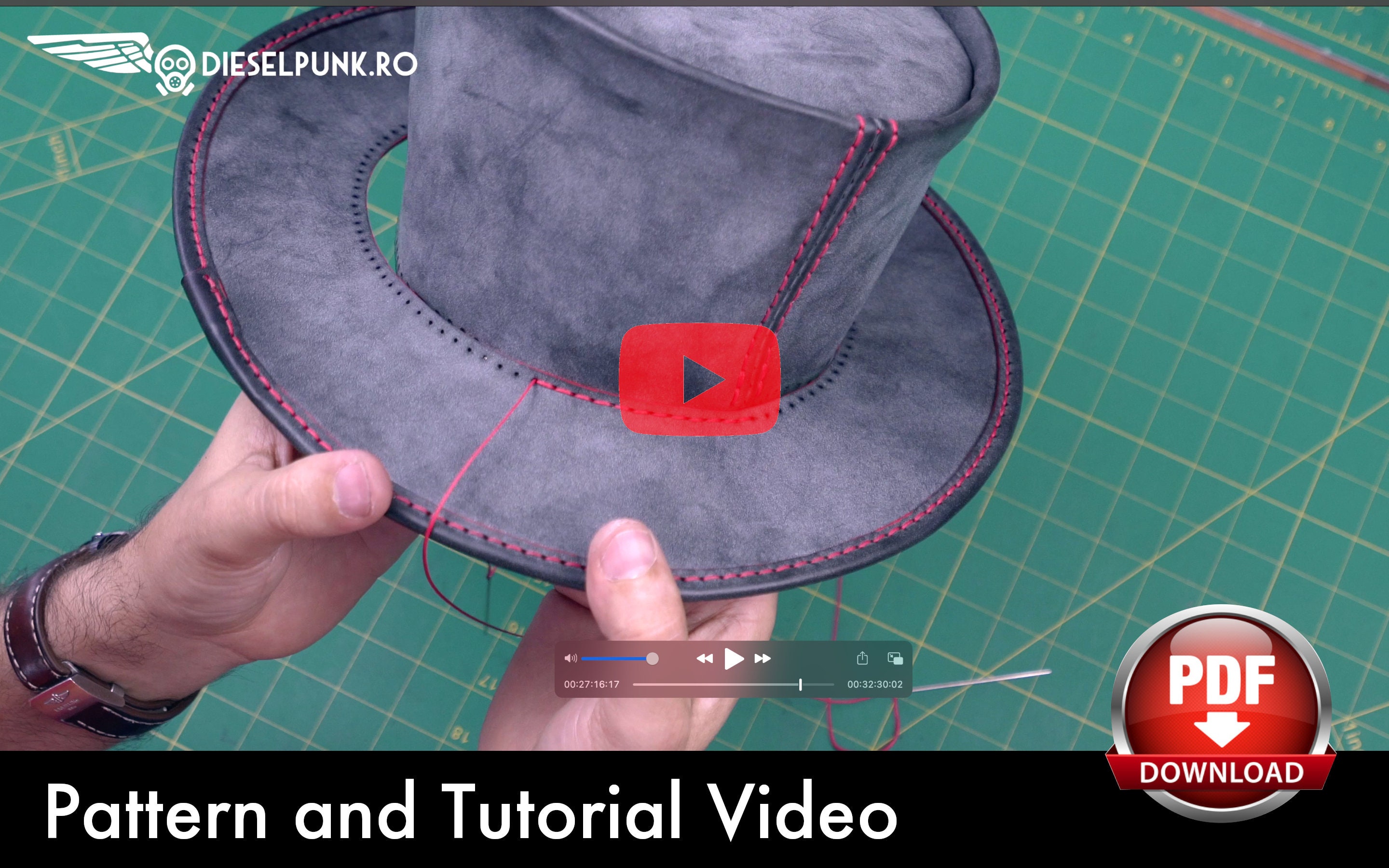 Top Hat Pattern Leather DIY Pdf Download Video Tutorial