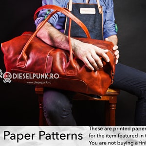 Duffel Bag Pattern - Printed Paper Patterns - Leather DIY - Large Leather Bag - Video Tutorial