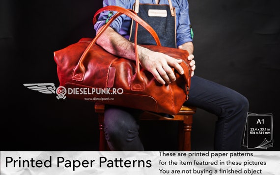 Duffel Bag Pattern - Printed Paper Patterns - Leather DIY - Large Leather Bag - Video Tutorial