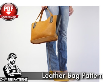 Tote Bag Sewing Pattern: Leather Design - PDF with Video Tutorial