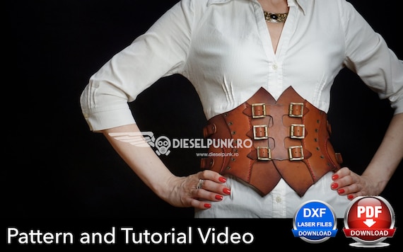 Corset Pattern - Steampunk Corset DIY - Leather Corset Template - PDF Download