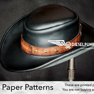 Modello di cappello in pelle - Modello di CARTA - Modello di cappello da cowboy in pelle