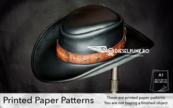 Leather Hat Pattern - PAPER Pattern - Cowboy Hat Leather Template