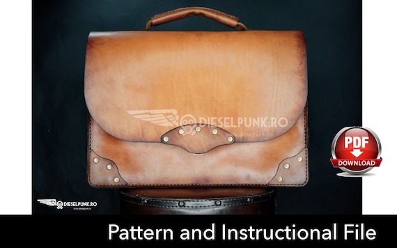Bag Pattern - Leather DIY - Pdf Download - Briefcase Bag