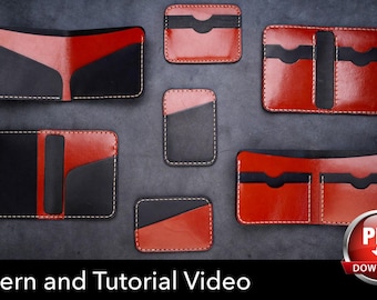Leather Wallet Pattern Set: DIY Bifold Templates with Video Guide