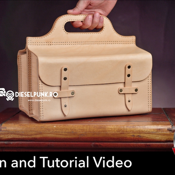 Patrón de bolsa de herramientas de cuero - Descargar Pdf - Bricolaje de cuero - Bolsa de herramientas - Video Tutorial