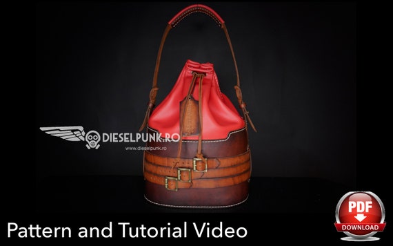Bucket Bag Pattern - Leather DIY - Pdf Download - leather bag pattern - Video Tutorial