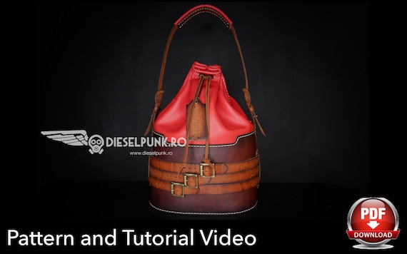 Bucket Bag Pattern - Leather DIY - Pdf Download - leather bag pattern - Video Tutorial