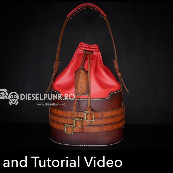 Bucket Bag Pattern - Leather DIY - Pdf Download - leather bag pattern - Video Tutorial