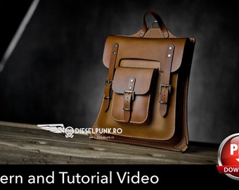 Backpack Pattern - Leather Backpack Template - Pdf Download - Leather Pattern - DieselpunkRo Pattern - Video Tutorial