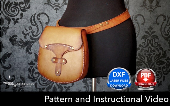 Bag Pattern - Pdf Download - Hip Bag - Leather DIY - Video Tutorial