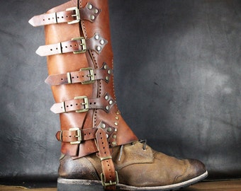 Steampunk Gaiters - Leather Half Chaps - Hiking gaiters - Cowboy Chaps