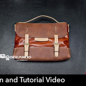 Borsa a tracolla - Fai da te in pelle - Scarica PDF - Modello per borsa per laptop - Video tutorial