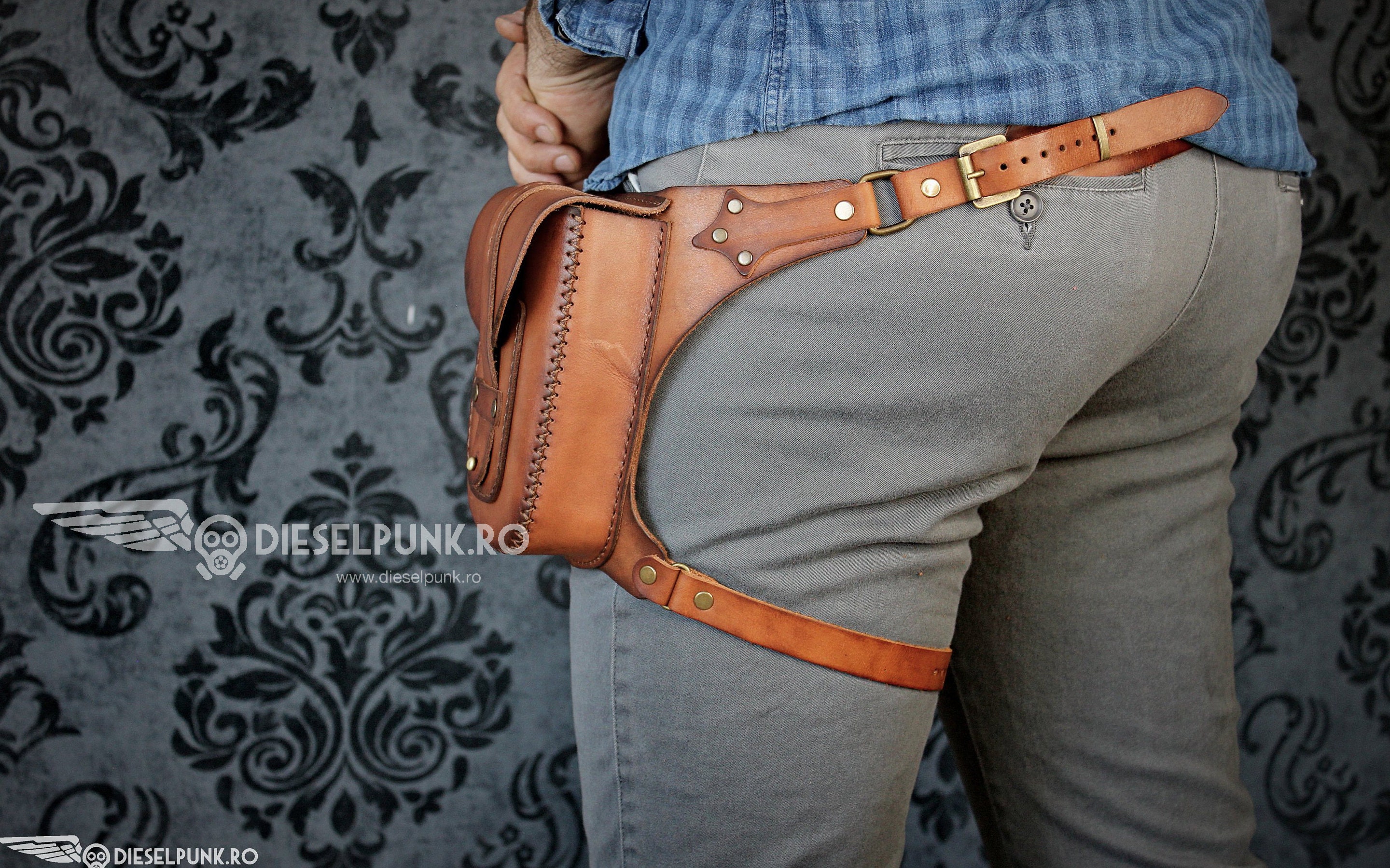 Leather Hip Bag With Leg Strap