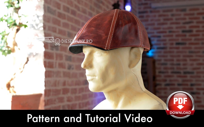 Flat Cap PATTERN Peaky Blinders Hat Duckbill Cap Pattern Video Tutorial image 1