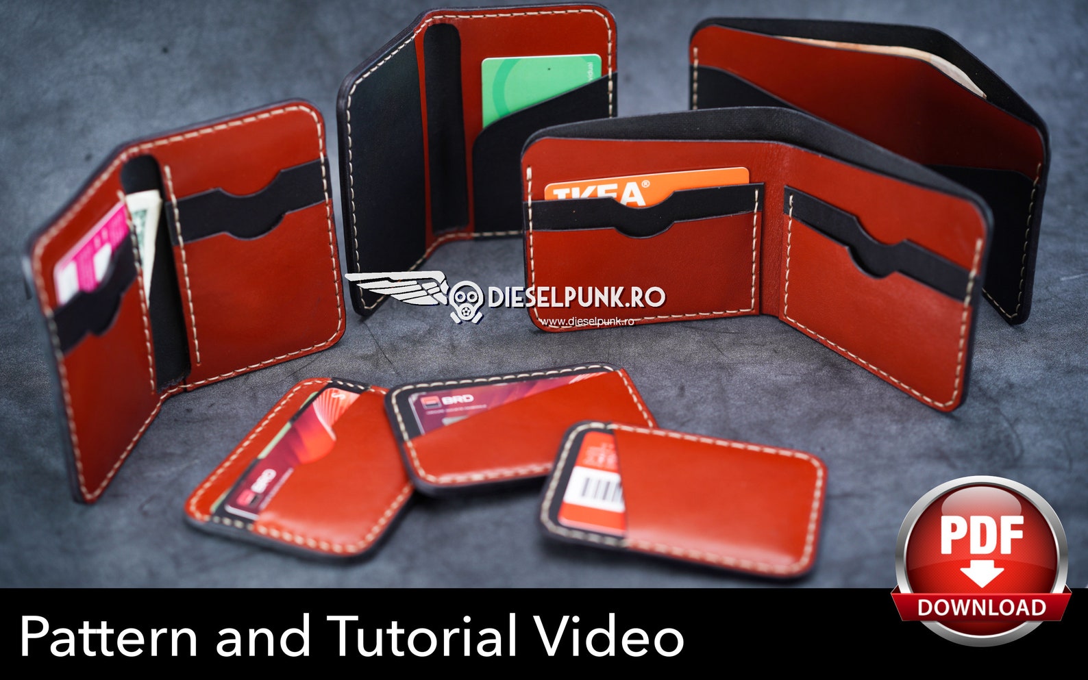 Set of 7 Leather Wallet Patterns Leather DIY Pdf Download Wallet Template Set Video Tutorial Etsy