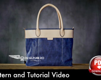 Tote Bag Pattern - Leather DIY - Pdf Download - Leather Bag Pattern - Leather Pattern - Shopping Bag Pattern - Bag Template