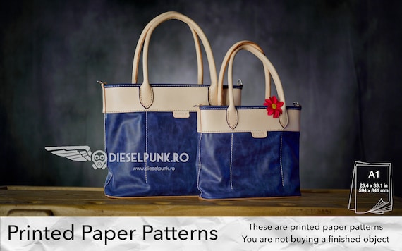 Leather Bag Pattern - Printed Paper Patterns - Leather DIY - Tote #4 - Video Tutorial
