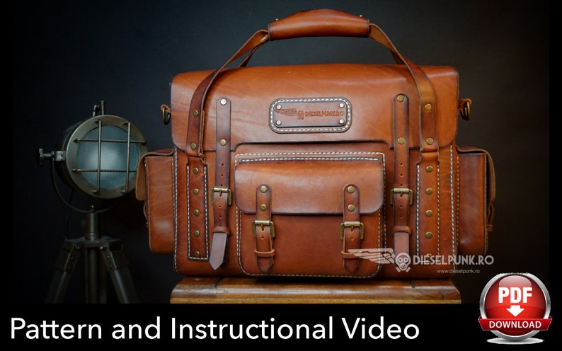 Bag Pattern - Pdf Download - Leather DIY - Explorer Bag - Video Tutorial 