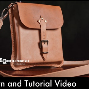 Leather Bag Pattern - Leather DIY - Pdf Download - Messenger Bag Template - Video Tutorial - Leather Gift DIY