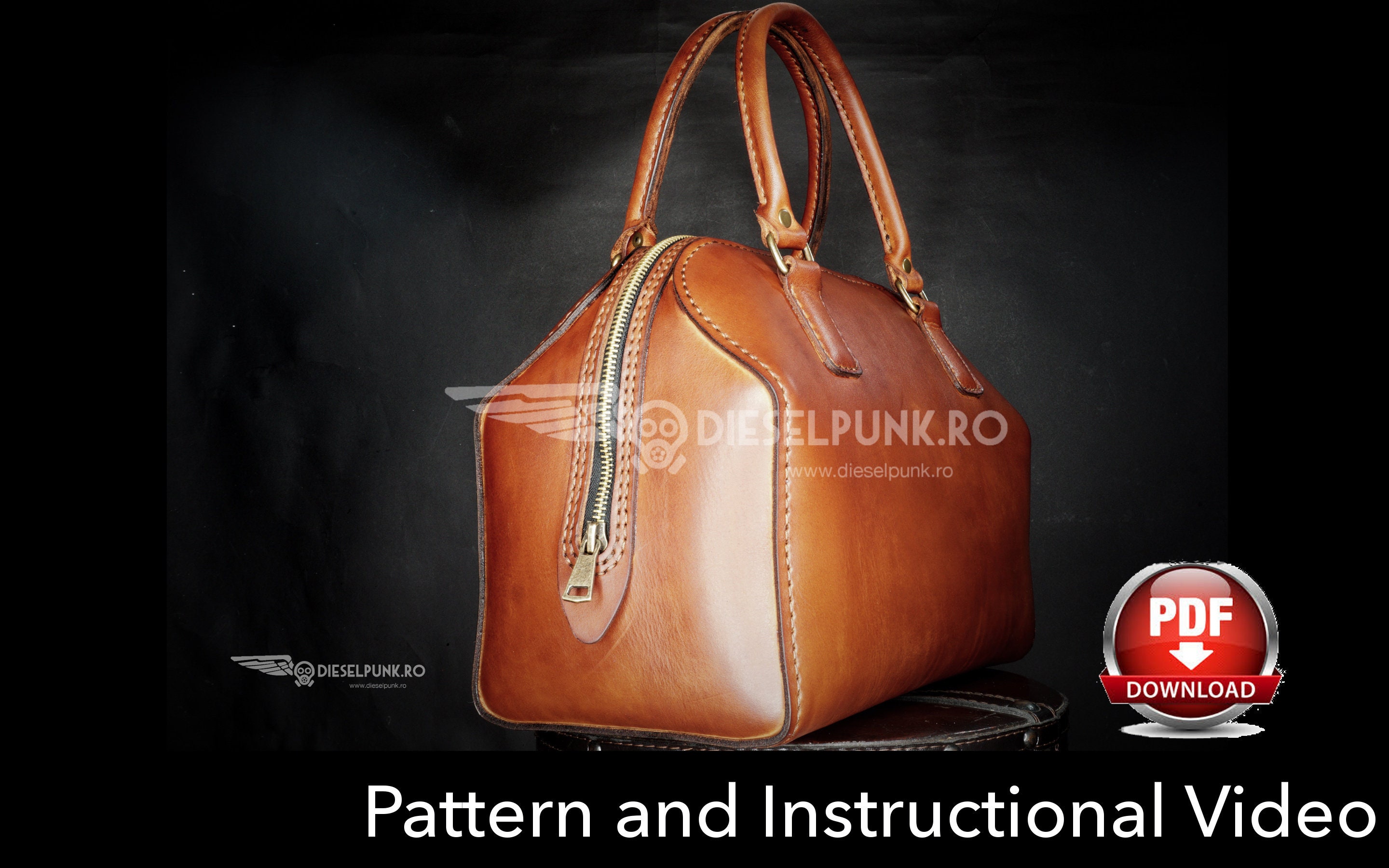 Bag Pattern Leather DIY Pdf Download Boston Bag Video Tutorial