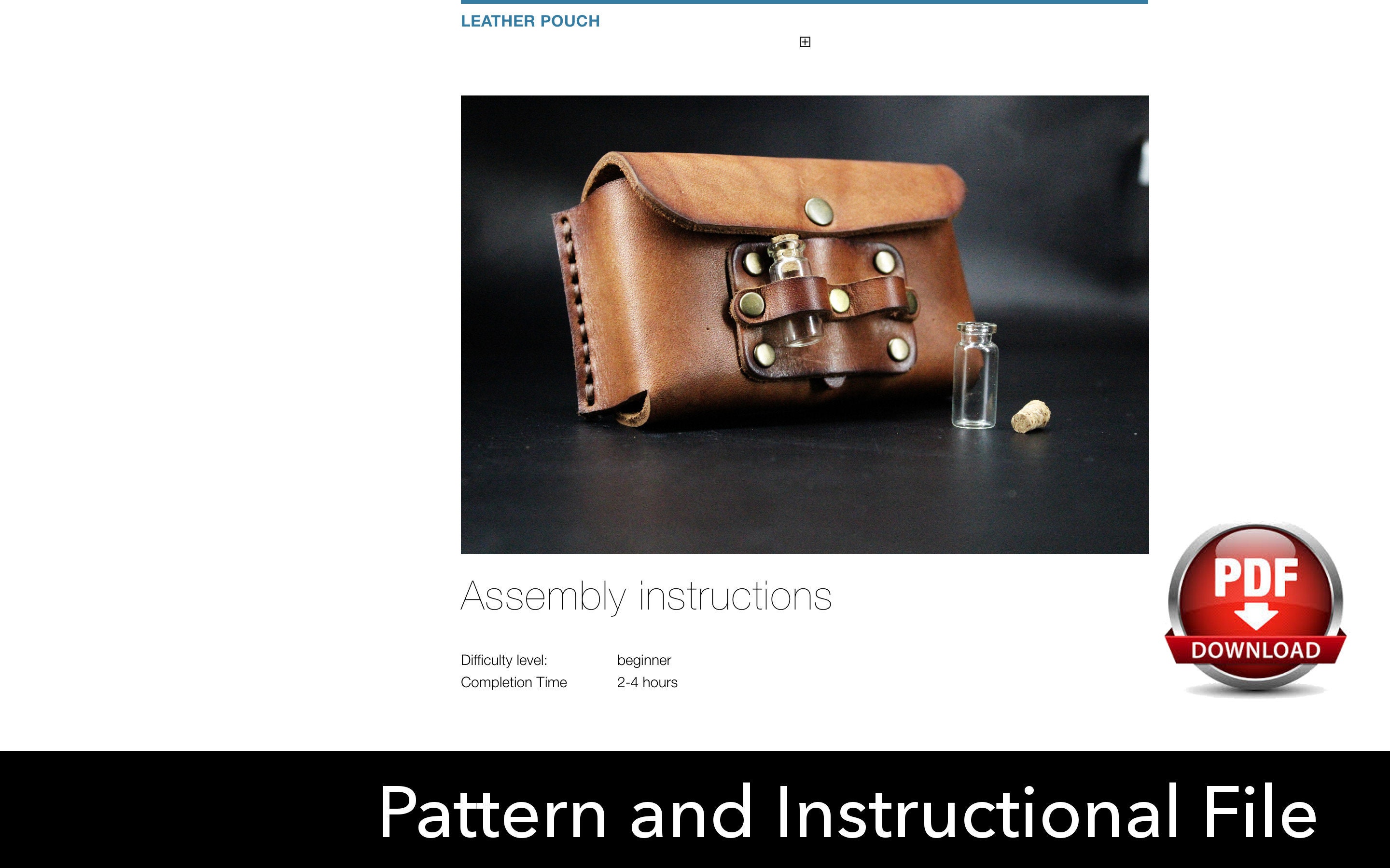 Pouch Pattern Leather DIY Pdf Download Utility pouch
