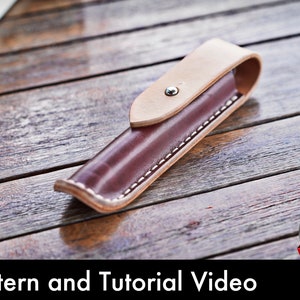 Pen Case Pattern - Leather DIY - Pdf Download - Pen holder Pattern Template - Video Tutorial