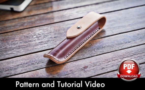 Pen Case Pattern - Leather DIY - Pdf Download - Pen holder Pattern Template - Video Tutorial