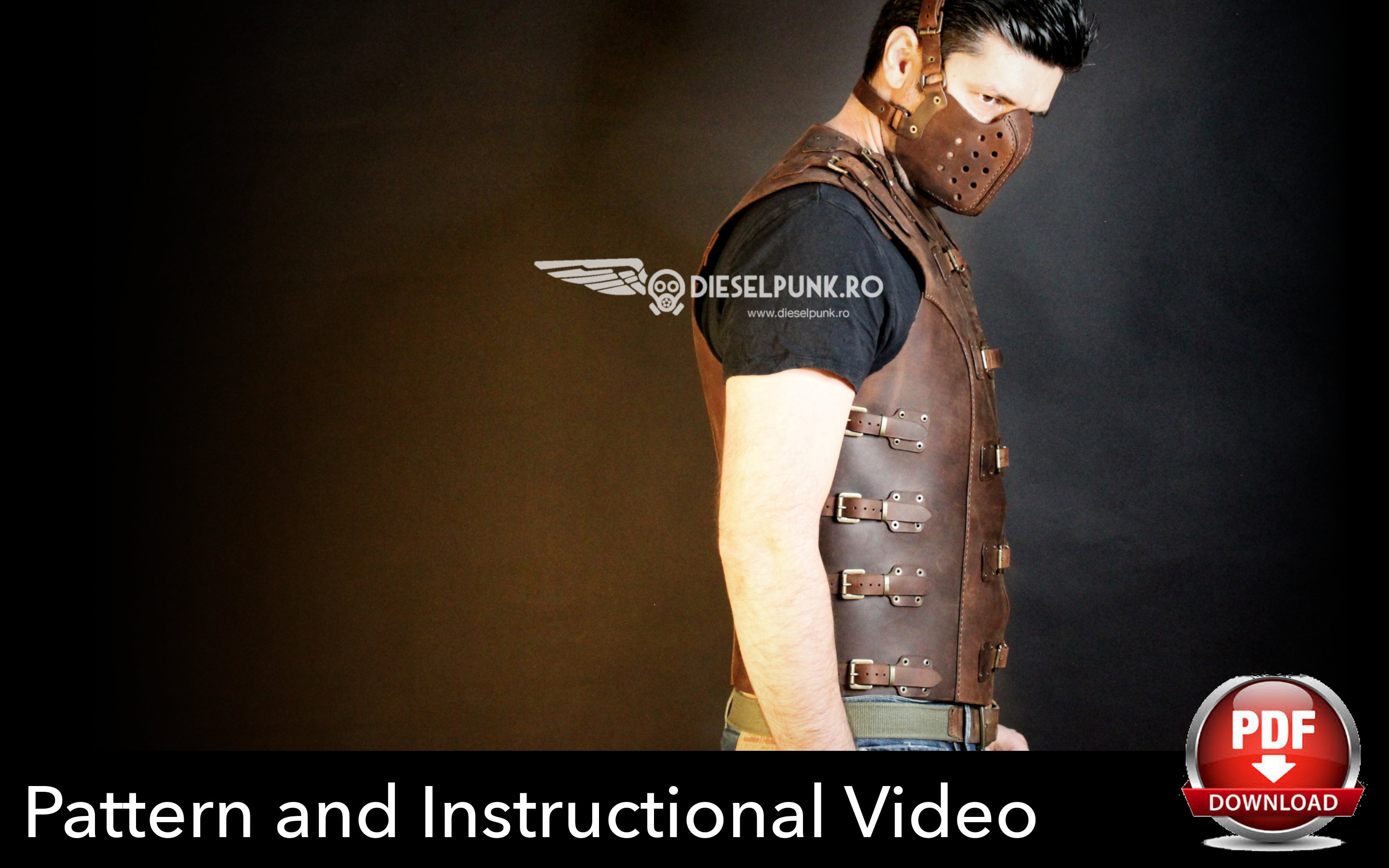 Men Vest Pattern Cosplay DIY Pdf Download Video Tutorial Biker