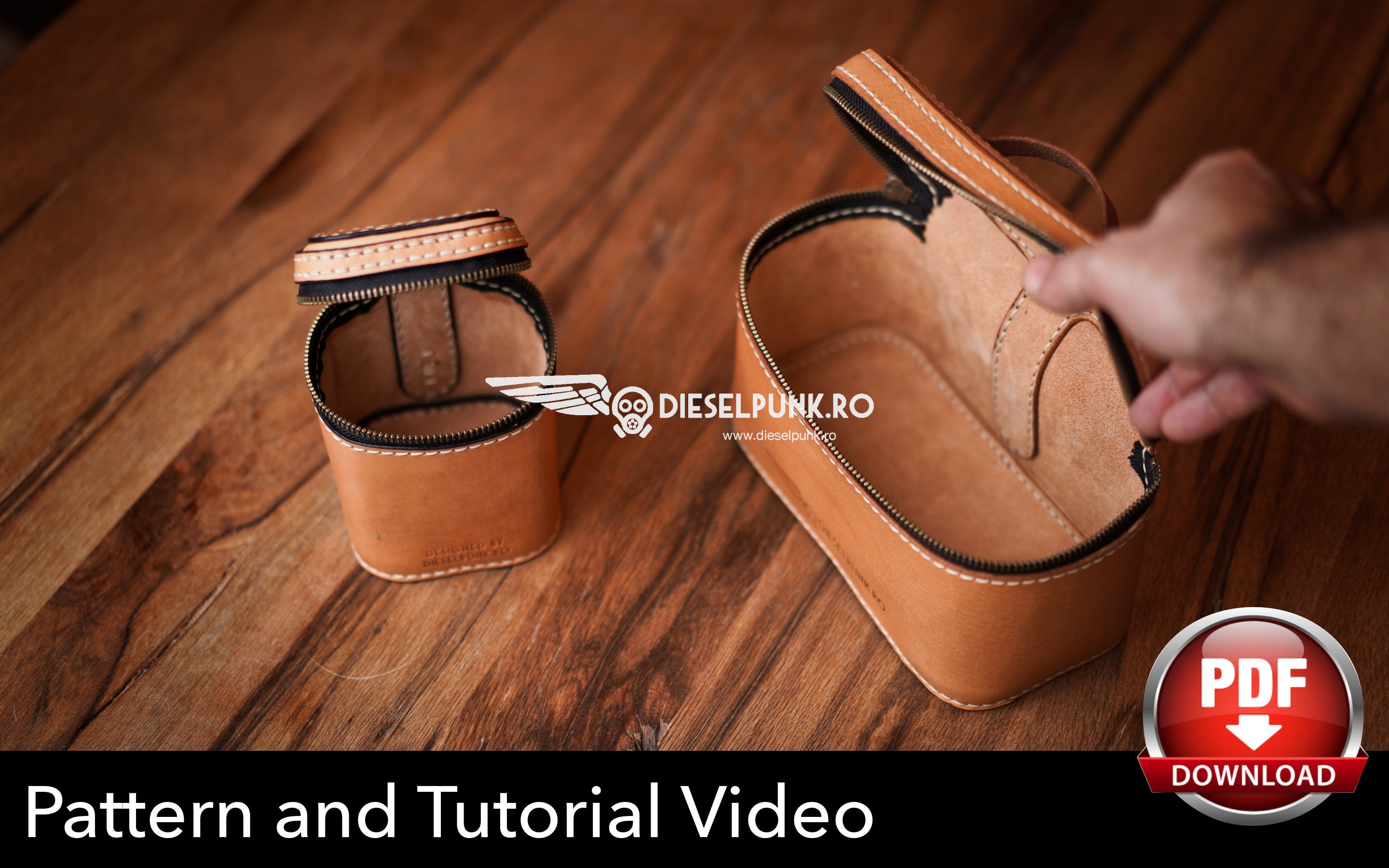 Leather Box Pattern Toiletry Bag Pattern Leather DIY Pdf Download