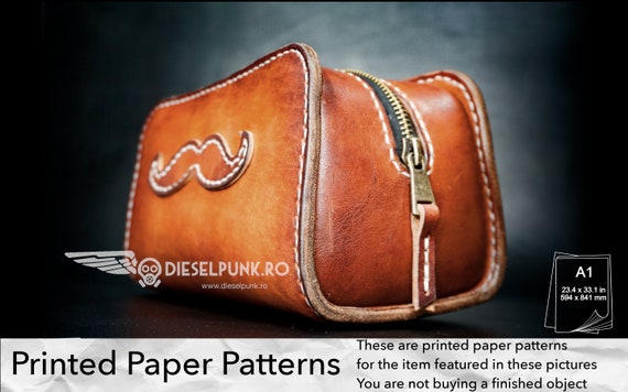 Dopp Kit Paper Pattern - Printed Paper Patterns - Leather DIY - Toiletry Bag - Video Tutorial