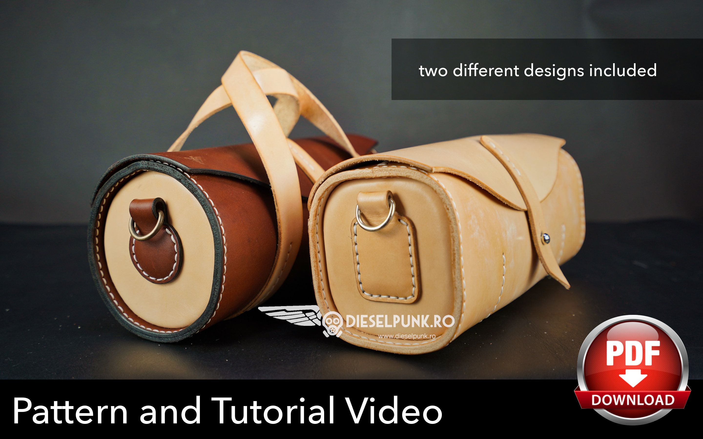 Round Leather Bag Pattern - Leather DIY - Pdf Download - Boules Bag ...