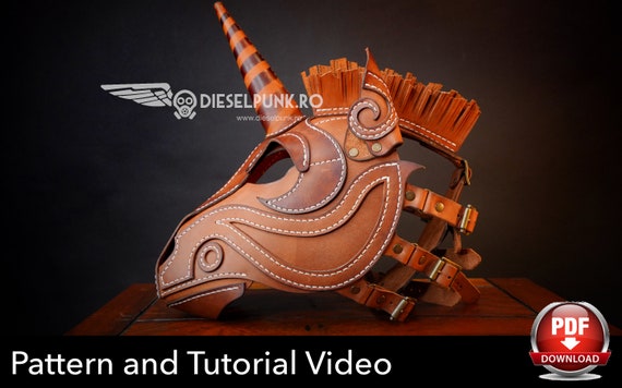 Unicorn Mask Pattern - DIY Mask - Pdf Download - Pony Hood Pattern - Halloween Mask DIY