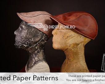 Flat Hat Pattern - PAPER Pattern - Cabbie Hat Leather Template