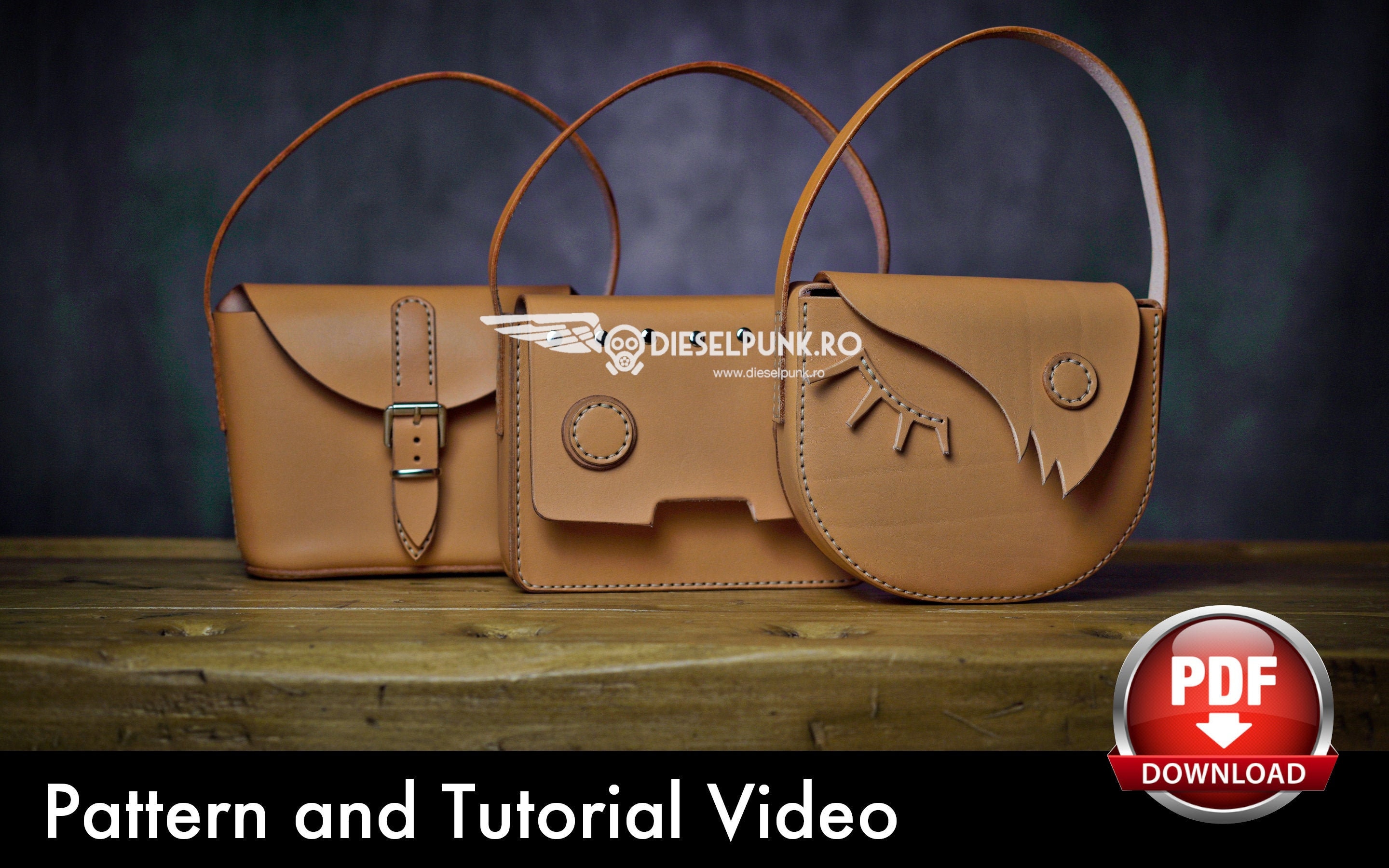 Small Leather Bags Pattern - Pattern Set - Leather DIY - Pdf